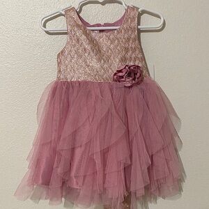 Pink and Gold Sleeveless Tulle Dress